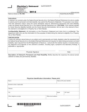 Physician's Statement of Permanent and Total Disability