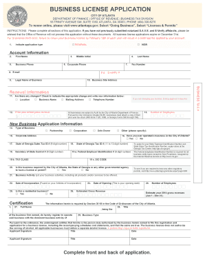 Atlanta Business License Application