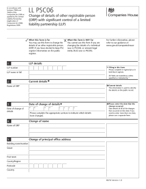 UK LL PSC06 Form