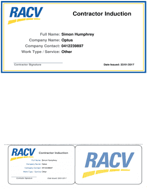 Contractor Induction Form