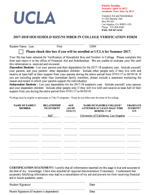 2017-2018 Household Size/Number in College Verification Form