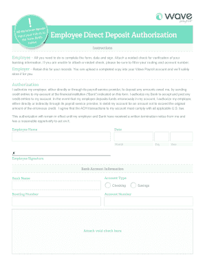 Employee Direct Deposit Authorization