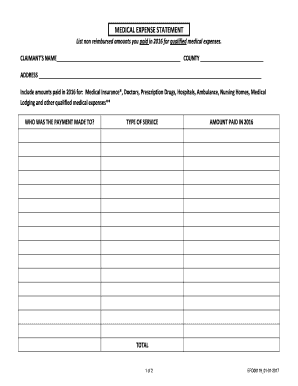 Medical Expense Statement Form