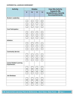 Experiential Learning Plans & Reflections