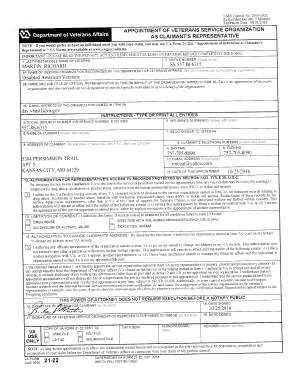 Appointment of Veterans Service Organization