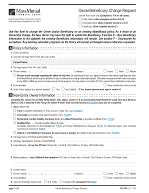 MassMutual Owner/Beneficiary Change Request Form