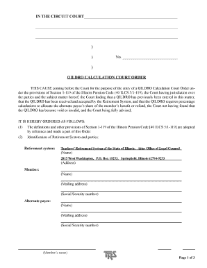 QILDRO Calculation Court Order