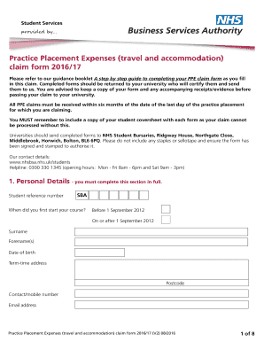 Practice Placement Expenses Claim Form