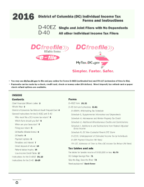 District of Columbia Individual Income Tax Forms