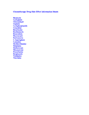 Chemotherapy Drug Side Effect Information Sheets - Small Animal