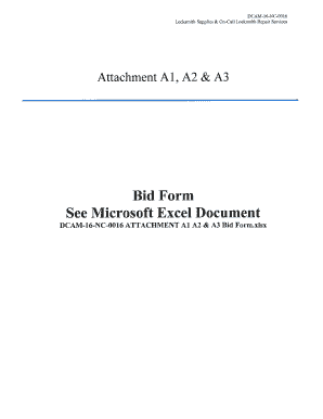 Construction bid template excel - Bid Form See Microsoft Excel Document - dgs dc