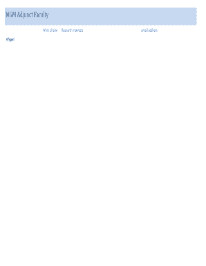 Adjunct Faculty Application Form