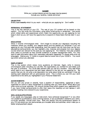 Classic Chronological CV Template