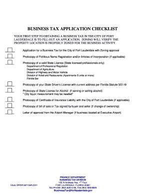 Business Tax Application Checklist and Information - fortlauderdale