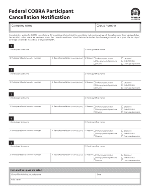 Federal COBRA Participant Cancellation Notification