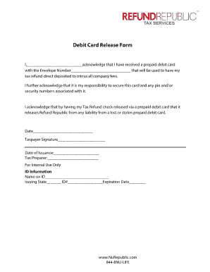 Debit Card Release Form