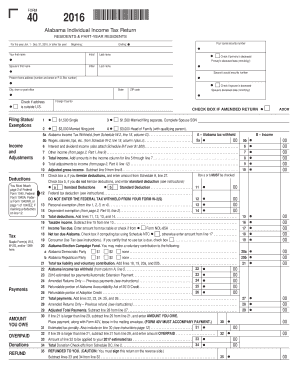 Alabama Individual Income Tax Return