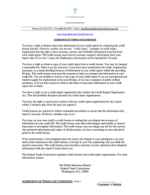 Credit Repair Service Agreement