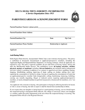 Parents Guardians Acknowledgment Form