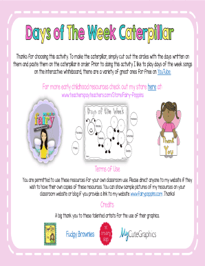 Days of the Week Caterpillar Activity