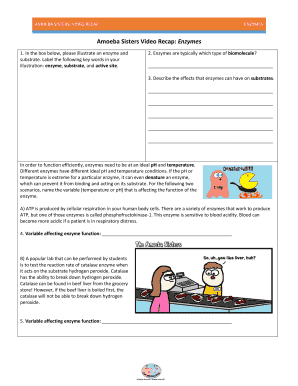 Amoeba Sisters Enzyme Worksheet