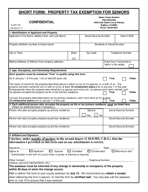 Colorado Senior Property Tax Exemption Form