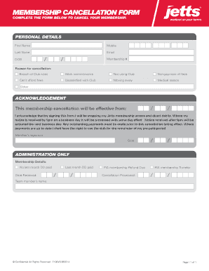 Membership Cancellation Form