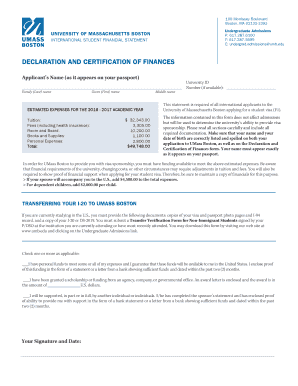 International Student Financial Statement