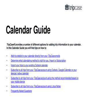 TripCase Calendar Guide April 2014 - Sabre Travel Network