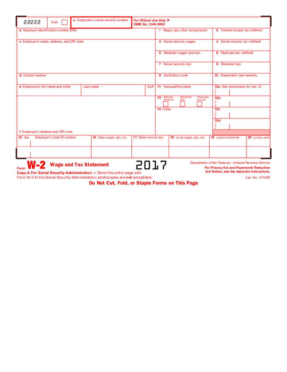 Form IRS W2 2022 