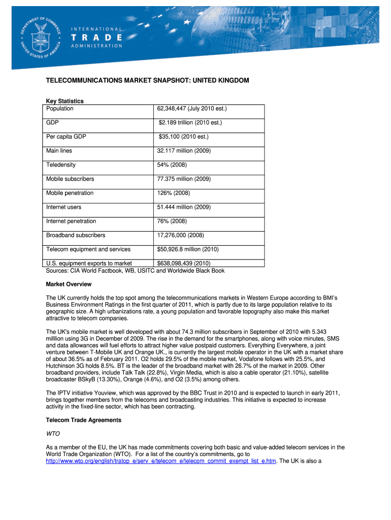 doc telecommunication market snapshot Preview on Page 1