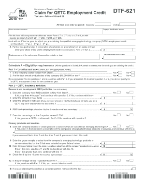New York QETC Employment Credit Form DTF-621