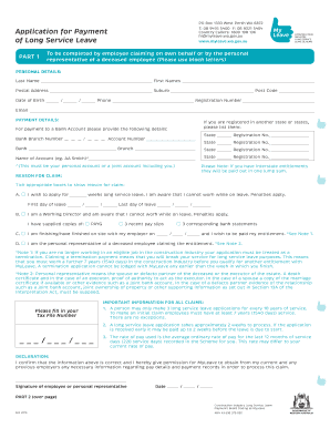 Construction Industry Long Service Leave Application