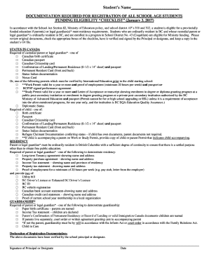BC Student Registration Funding Eligibility Checklist