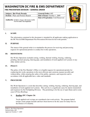 Hot Work Permits Requirements - fems dc