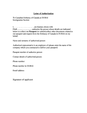 Letter of Authorization for Passport Collection