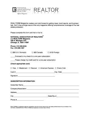 REALTOR Magazine Subscription Form