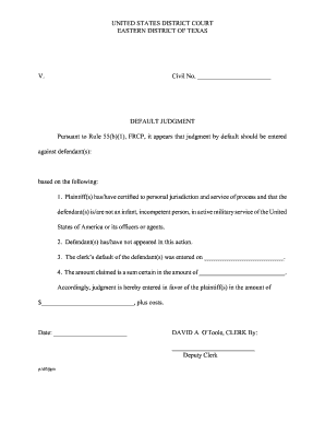 Default Judgment Form
