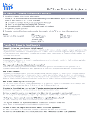 2017 Student Financial Aid Application