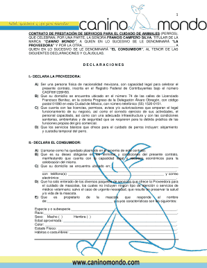 Contrato de Prestación de Servicios para el Cuidado de Animales (Perros)