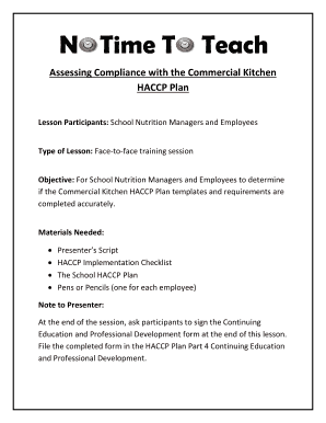Commercial Kitchen HACCP Plan Assessment
