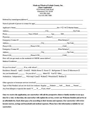 Meals on Wheels Client Application