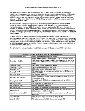 1099 Processing Procedures for Calendar Year 2016