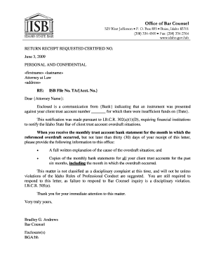 fillable online isb idaho sample trust account overdraft notice st 101 form idaho
