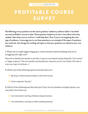 Profitable Course Survey Template