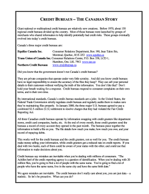 Canadian Credit Bureau Request Form