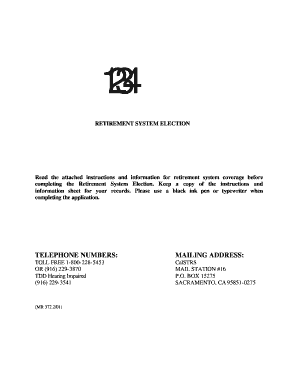 Retirement System Election Form MR 372