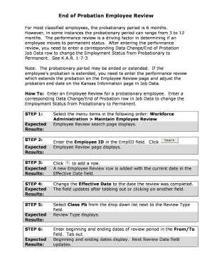 End of Probation Employee Review Form