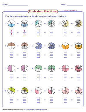 Equivalent Fractions Worksheet