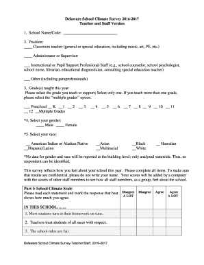 Delaware School Climate Survey 2016-2017